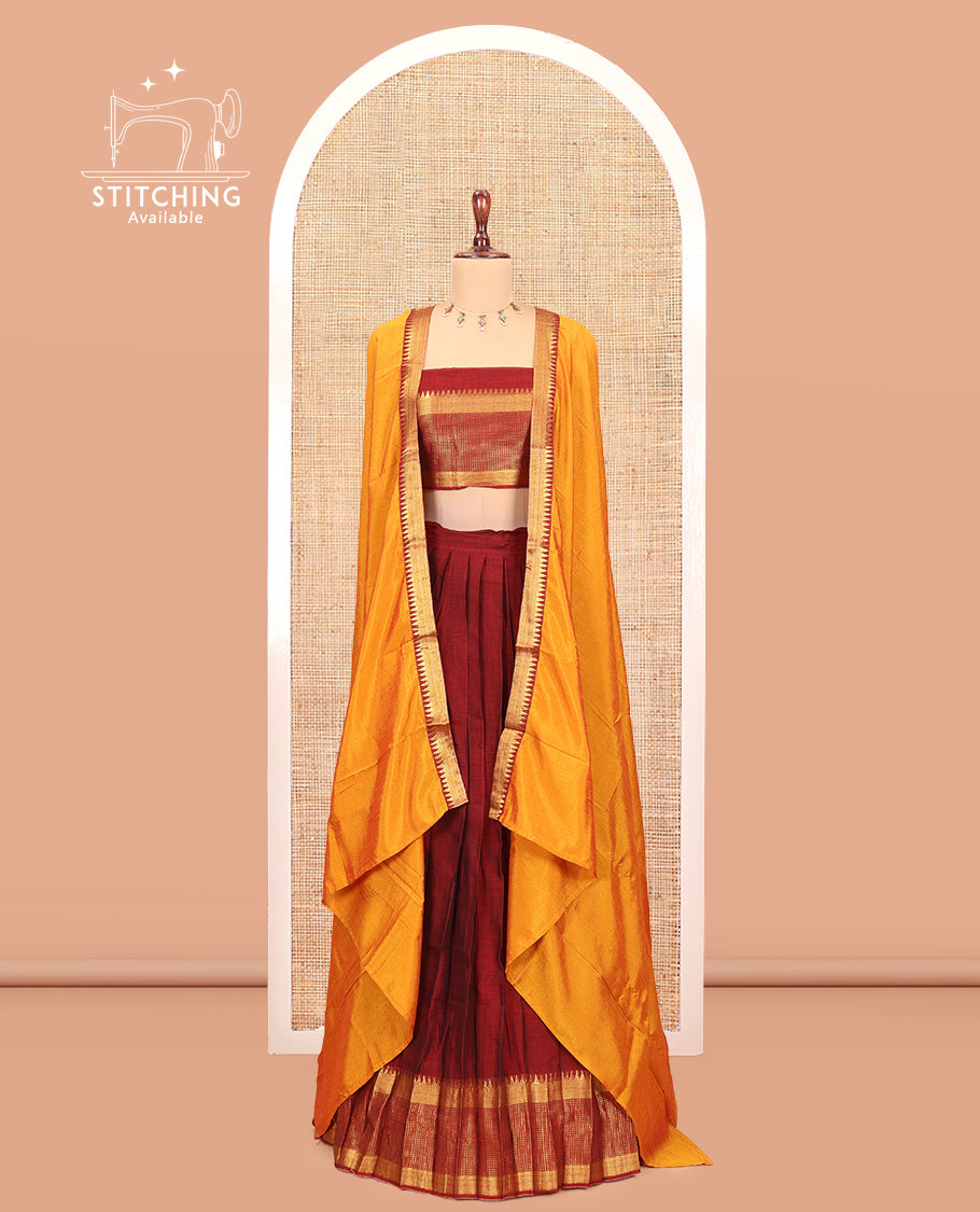 Maroon Mercerised Cotton Half-Saree