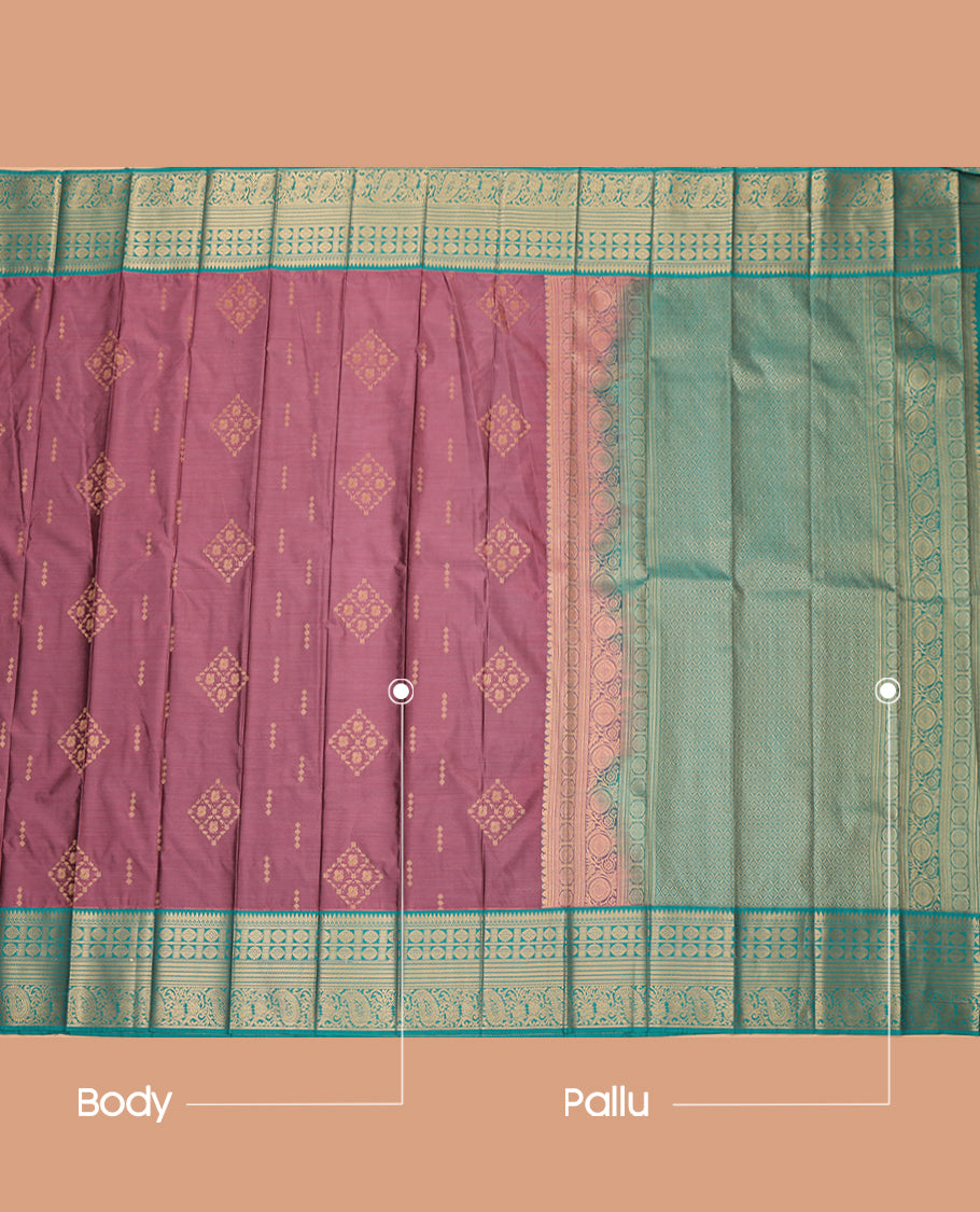 Brown Budget Silk Saree, Graced with Zari Buttas, a Contrast Traditional Zari Border, Grand Jaal Pallu, and a Contrast Blouse