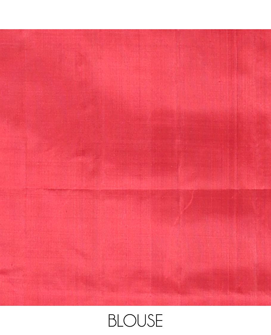 Borderless Maroon Mayuri Soft Silk Saree, Beautified with Buttas and Stripes All Over Its Body, Complemented by Contrast Pallu of Vanki Designs, and Paired with Matching Blouse