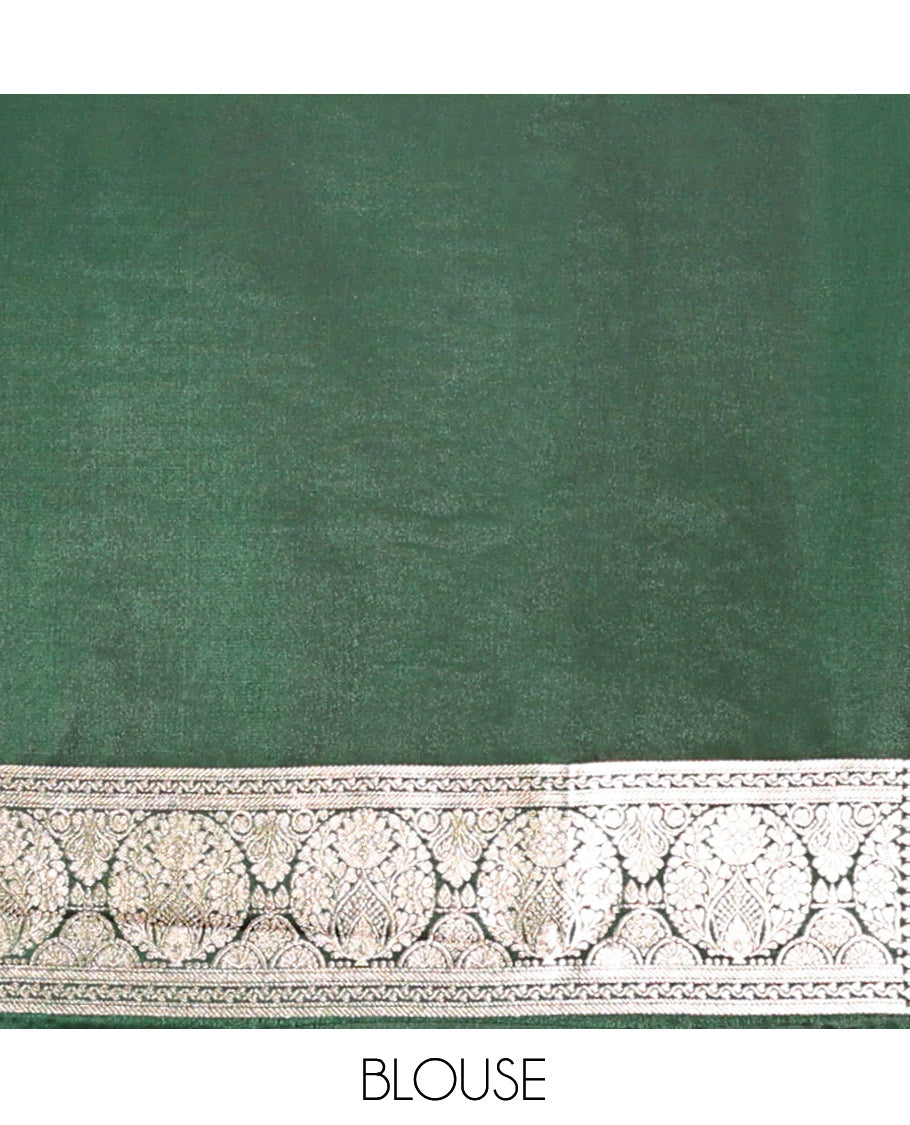Purple Semi-Banarasi Saree, Decorated with Zari Buttas, a Contrast Intricate Border, Rich Pallu, Contrast Blouse