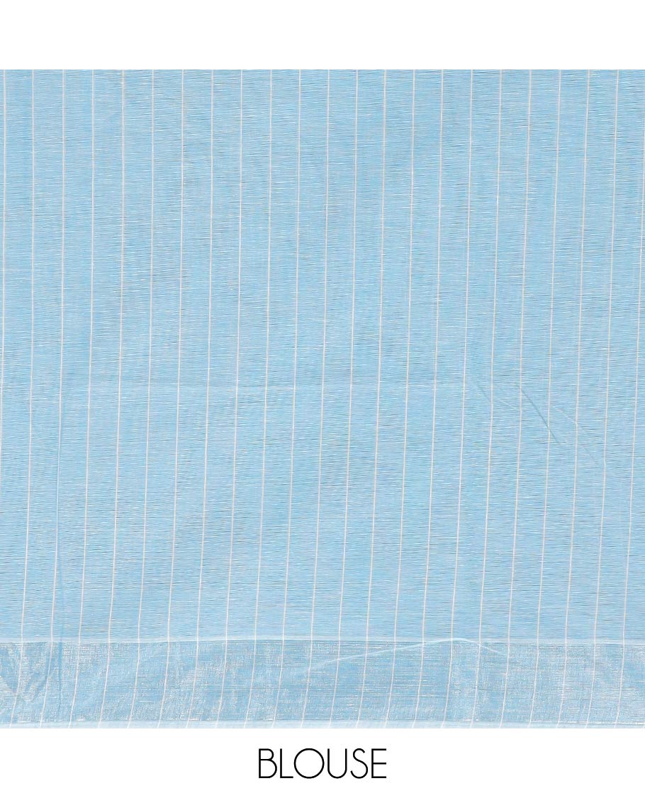 Borderless multi-color striped jute cotton saree & striped pallu