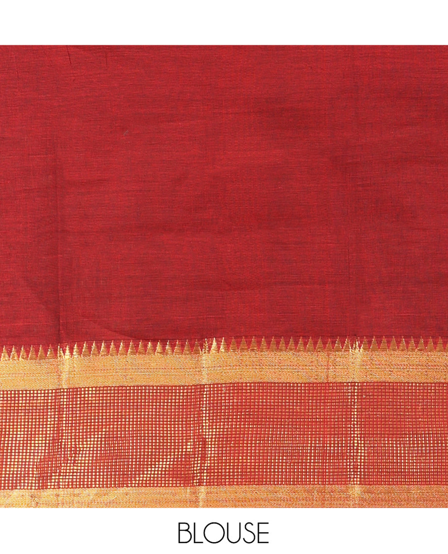Maroon Mercerised Cotton Half-Saree