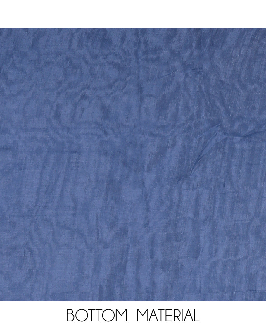 Peacock Blue Semi-Linen Material Churidar, Delicately Woven with Thread Buttas Skirt, a Plain Bottom, and a Thread Buttas Dupatta