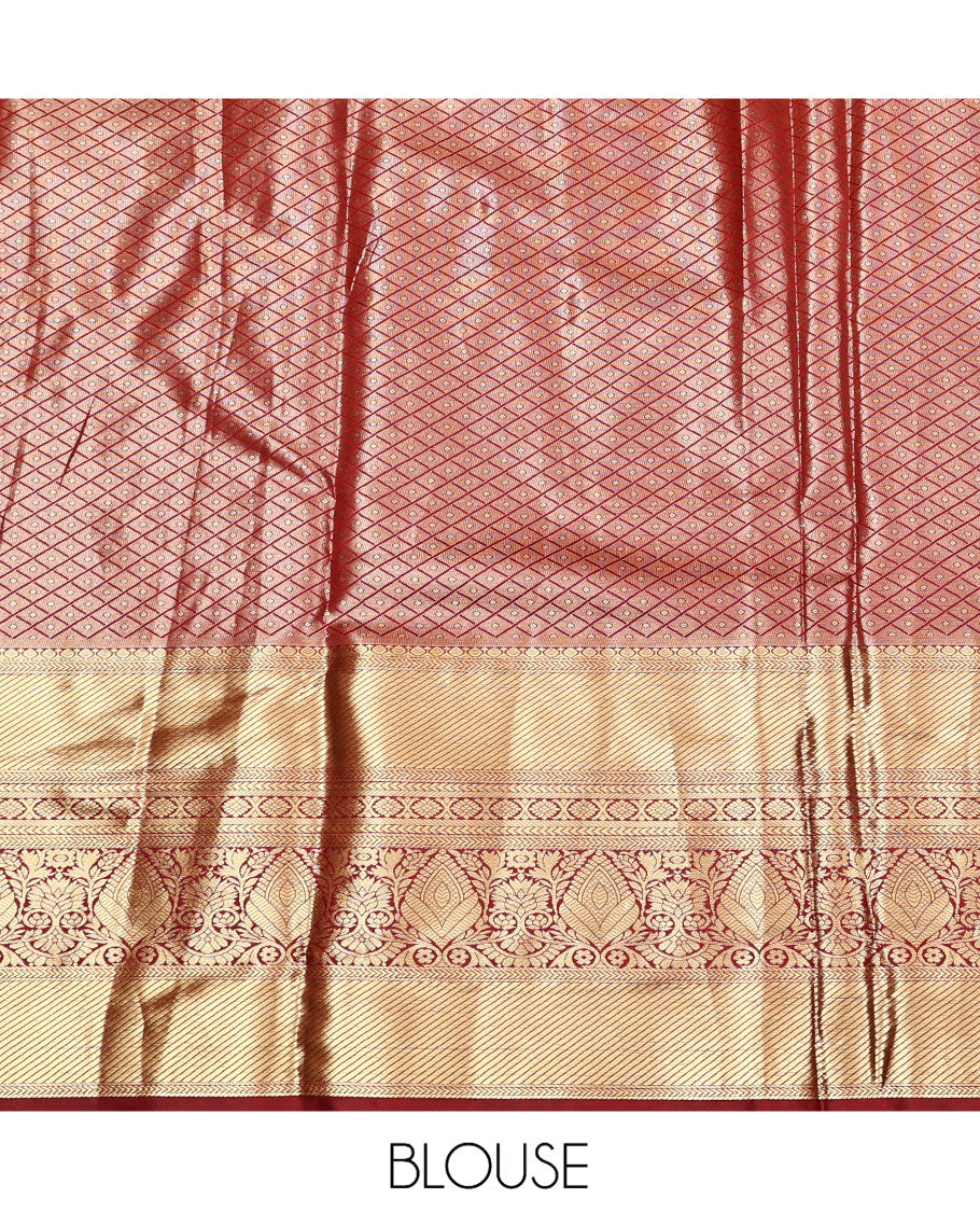 Green Art Silk Half-Saree, Finely Crafted with Jacquard Design, Contrast Traditional Zari Border, Paired with a Contrast Jacquard Blouse, and an Intricate Dhavani