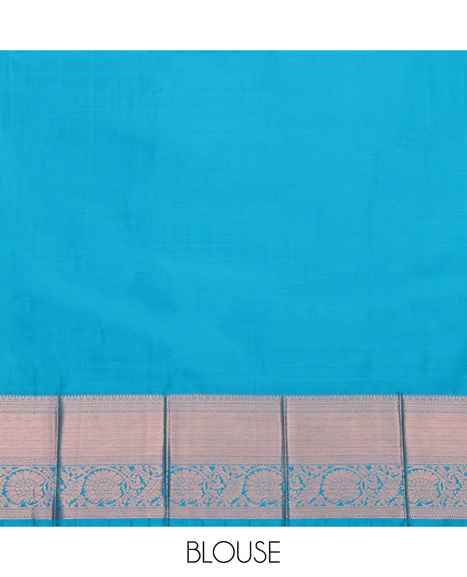 Green Budget Silk Saree, Woven with Zari Buttas, Highlighted by a Traditional Zari Border, Contrast Intricate Pallu, and Contrast Blouse
