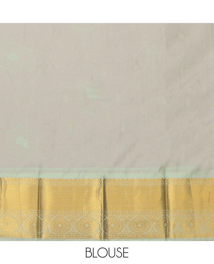 Red Budget Silk Saree, Embellished with Zari Buttas, Complemented by a Contrast Traditional Zari Border, Grand Jaal Pallu, and Contrast Blouse