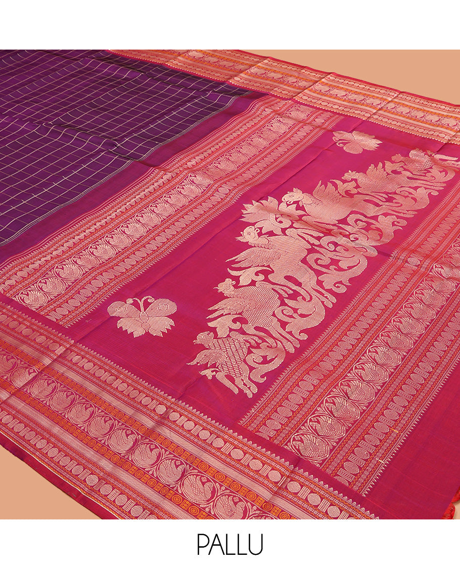 Purple Kanchipuram Chettinad Saree