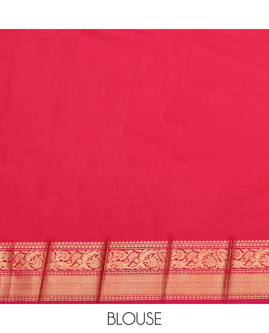 Blue Budget Silk Saree, Elevated with a Jacquard Design, Complemented by a Contrast Zari Border, Intricate Pallu, and Contrast Blouse