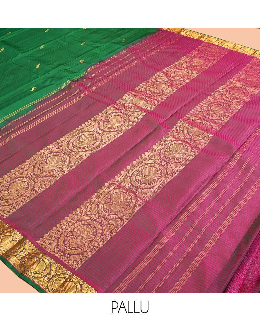Green Vazhaipoo Striped Kanchipuram Silk Saree