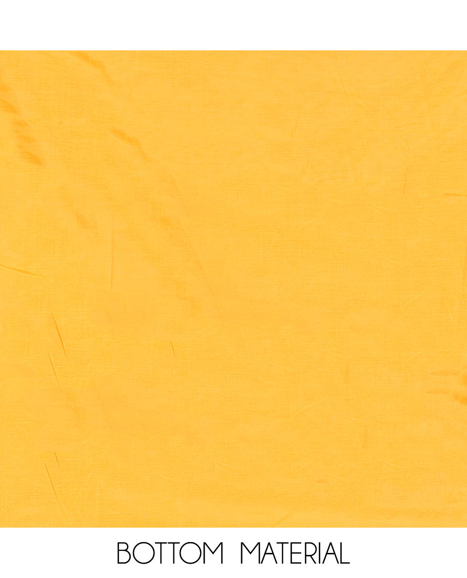 Mustard Semi-Silk Material Churidar Features a Floral Embroidered Top, a Matching Bottom, Embroidered Dupatta