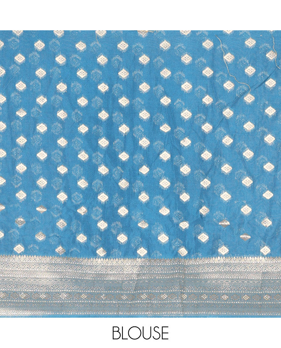 Mustard Buttas Embroidered Half-Saree with Contrast Traditional Motifs, Embroidered Viscose Georgette Border, Contrast Blouse, Intricately Embroidered Syska Georgette Dhavani, and a Embroidered Belt