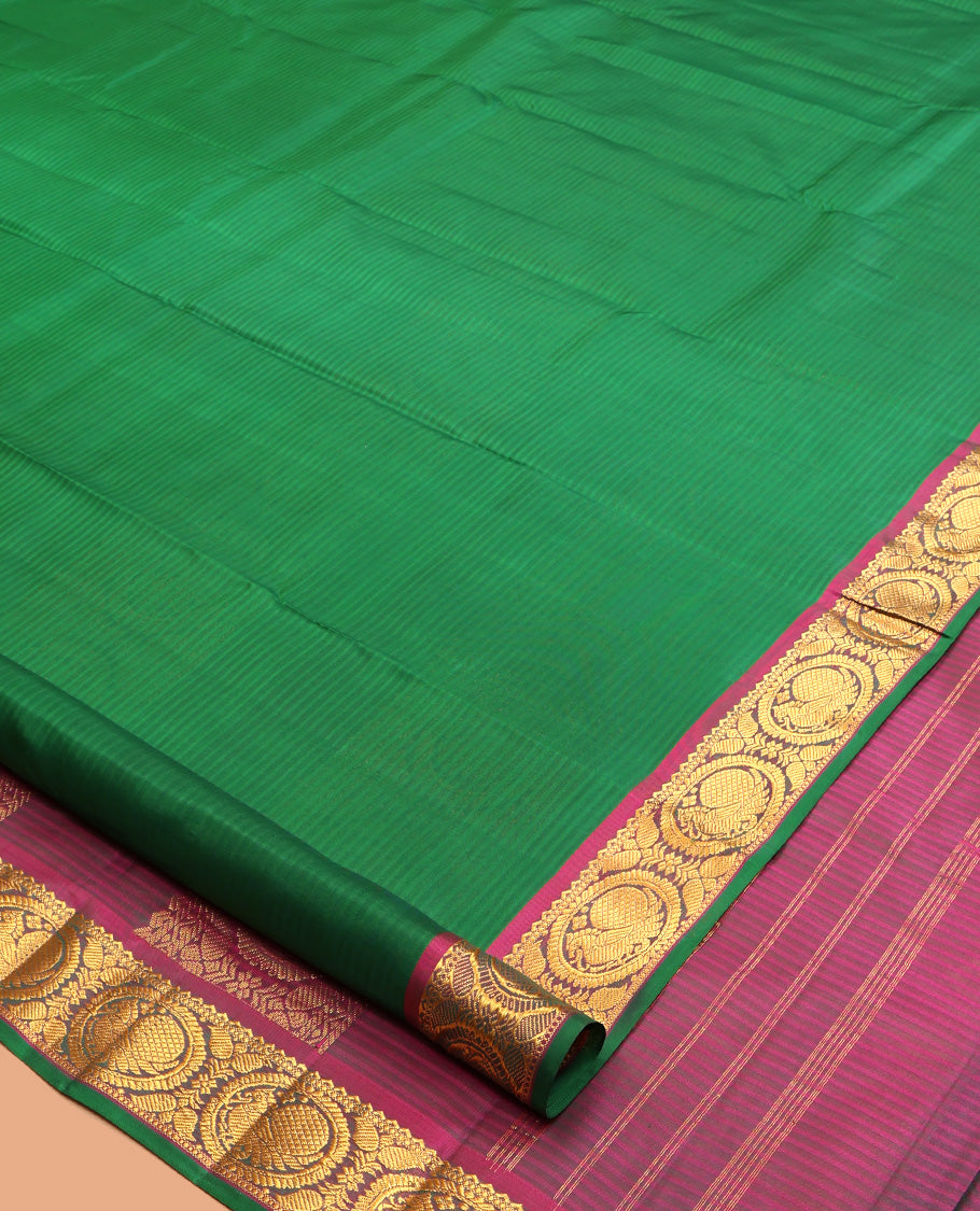 Green Vazhaipoo Striped Kanchipuram Silk Saree
