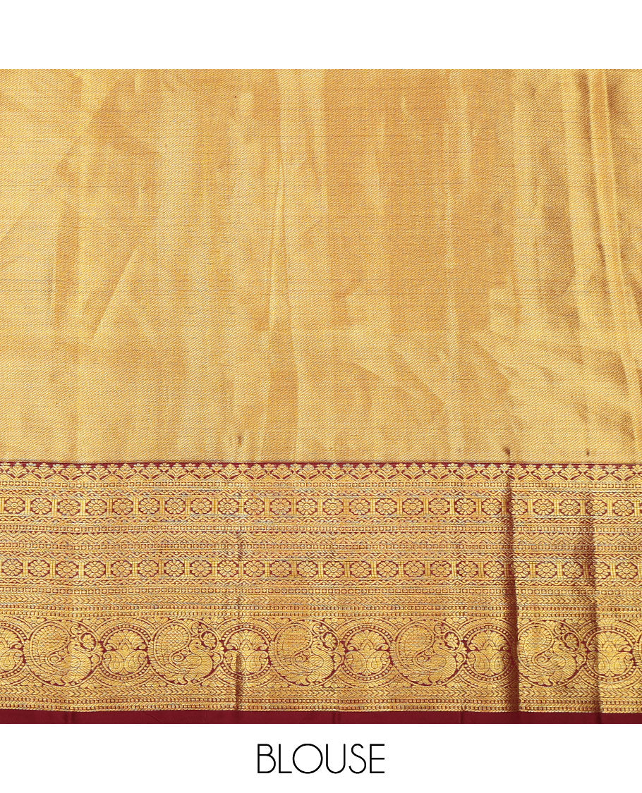 Light Maroon Pure Silk Navarathna Pavadai Material Set