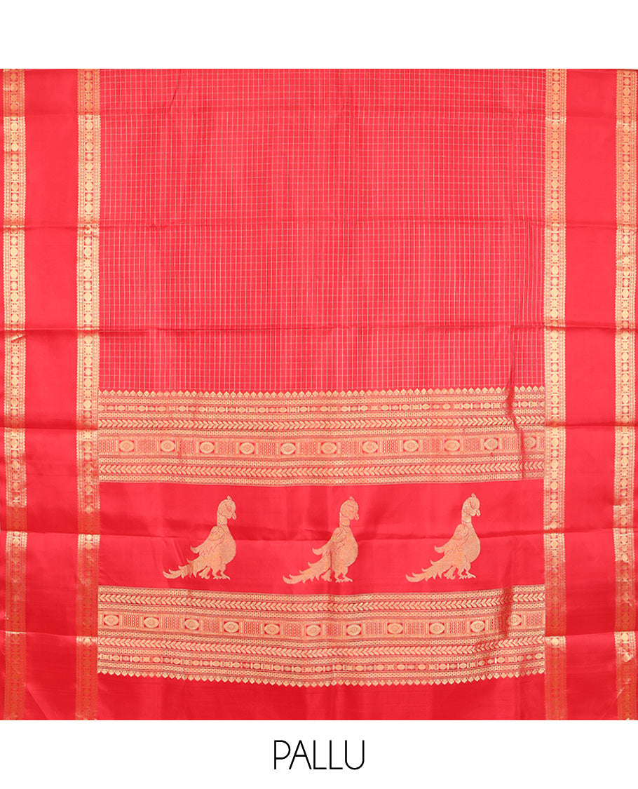 Red Kanchipuram Chettinad Saree