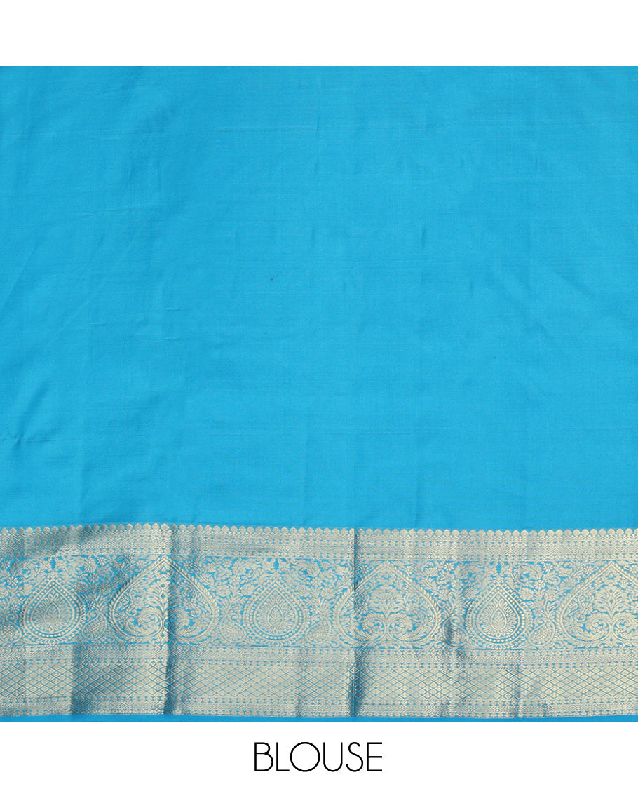 Pink Pure Silk Navarathna Pavadai Material Set