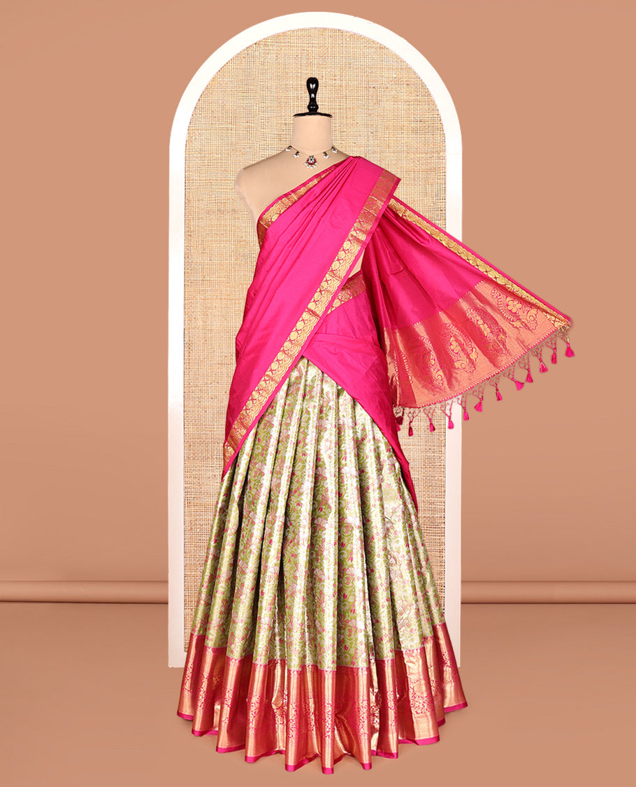 Green Art Silk Half-Saree