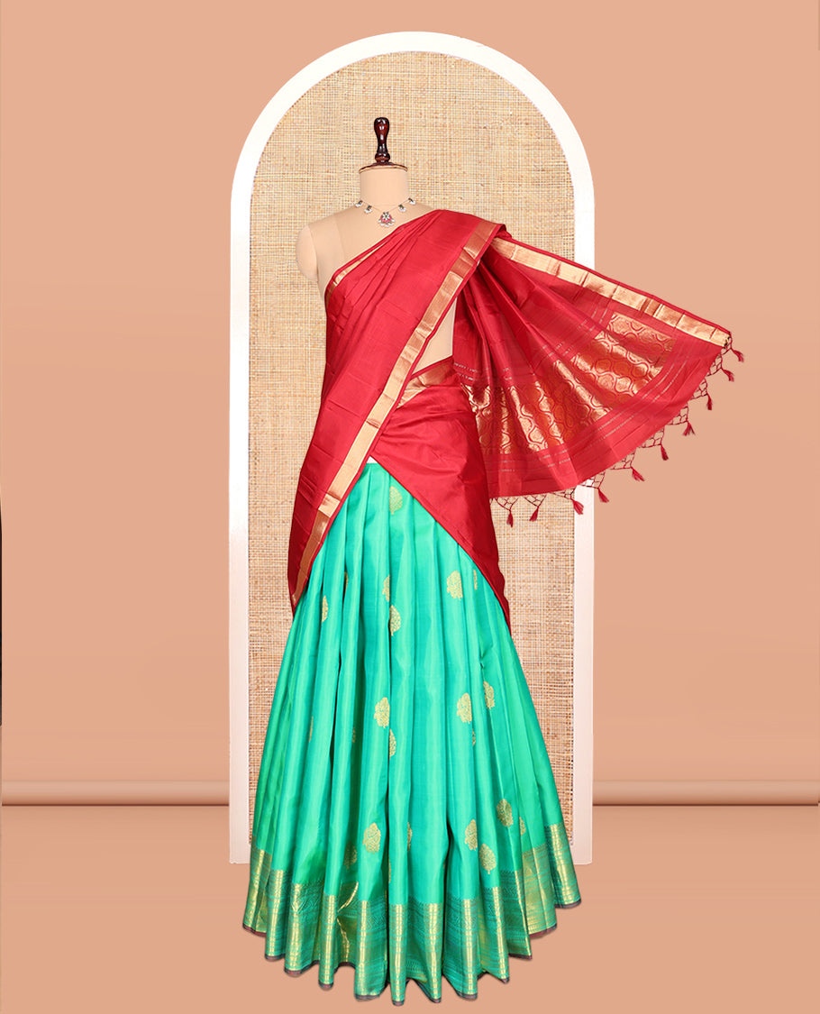 Green Pure-Silk Half-Saree