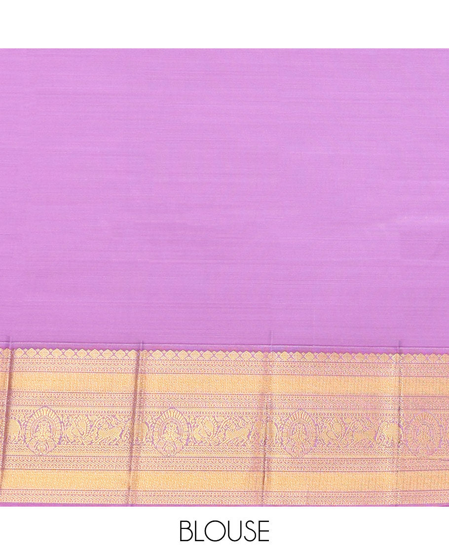 Parrot Green Budget Silk Saree, Embellished with Zari Buttas on Its Body, Complemented by a Contrast Traditional Zari Design Border, Grandly Decked Up Pallu, and Paired with a Contrast Blouse