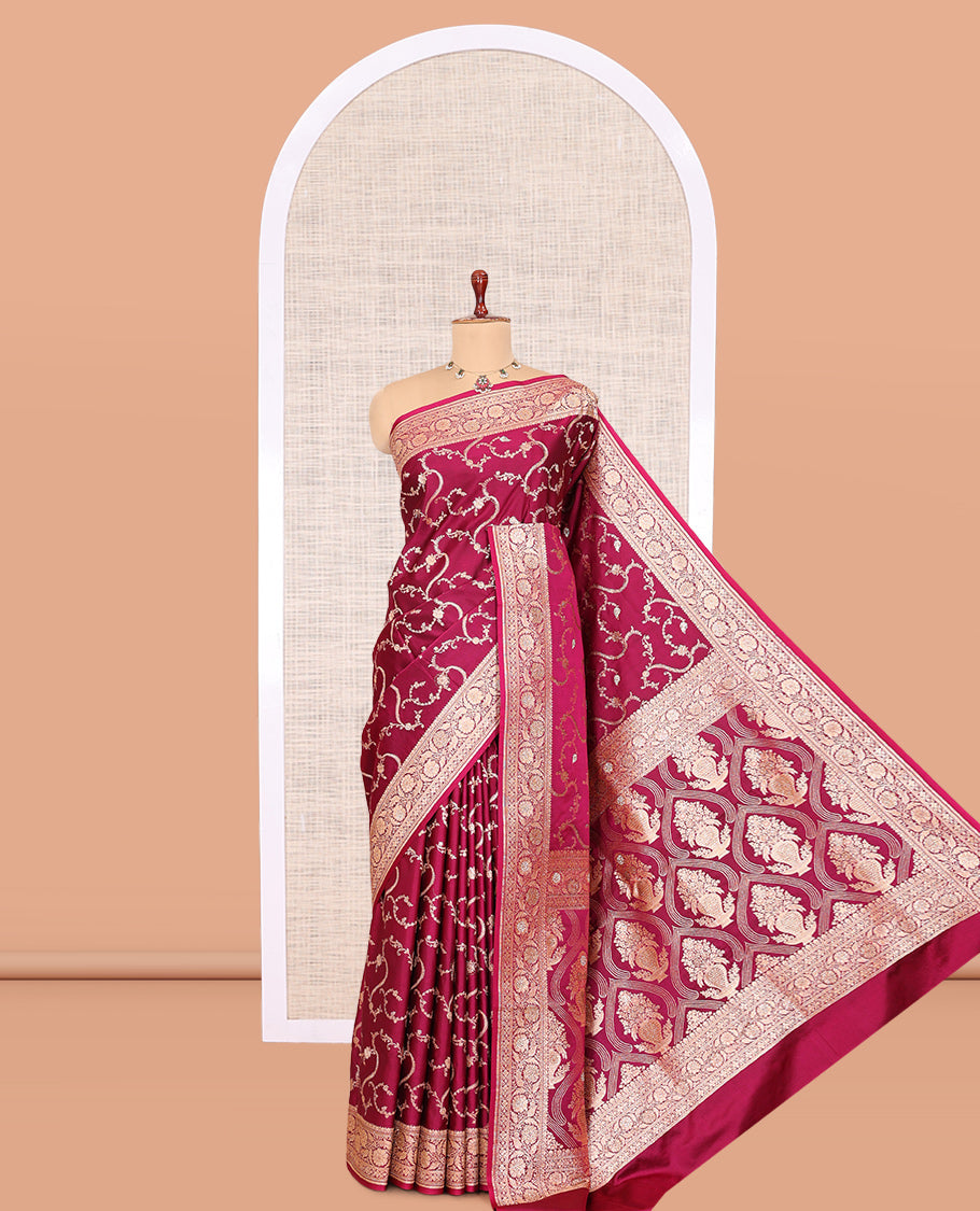 Wine Banaras Nylon Saree
