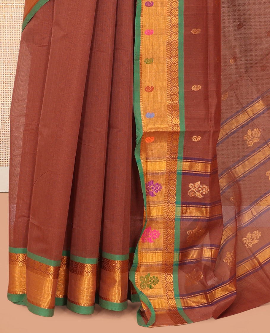 Brown Venkatagiri Cotton Saree