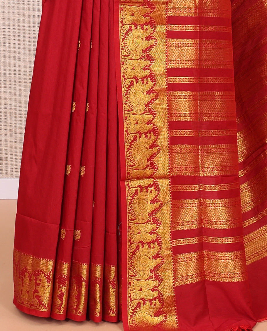 Red Kalyani Cotton Saree