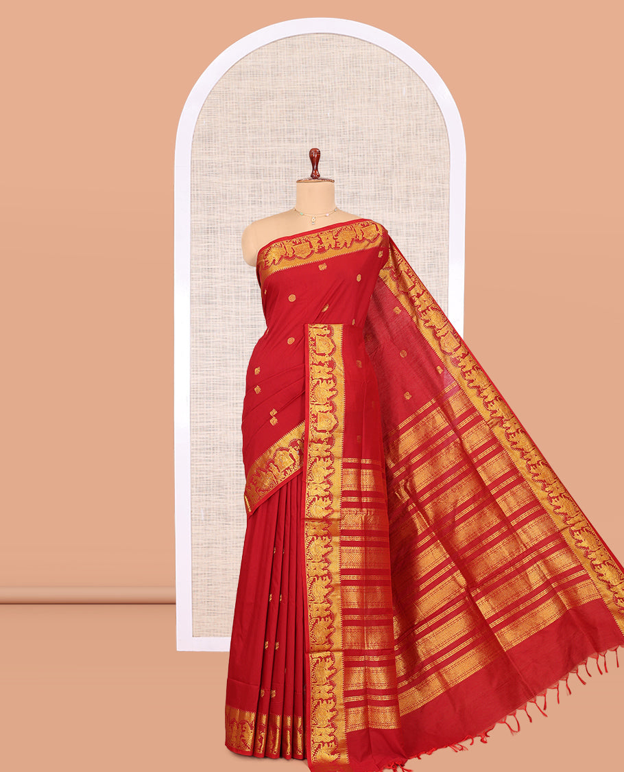 Red Kalyani Cotton Saree