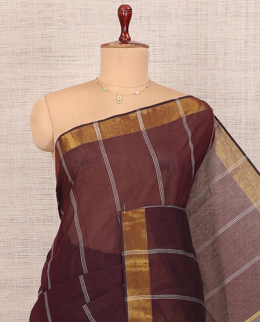 Maroon Jute Cotton Saree