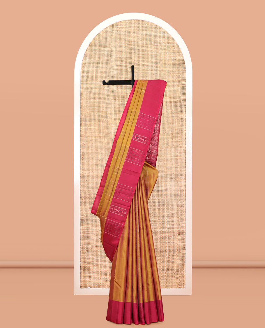 Orange Mayuri Lite Silk Mix Saree, Mesmerized with Zari Buttas, Contrast Zari Buttas Border, Jaal Pallu, and a Contrast Blouse