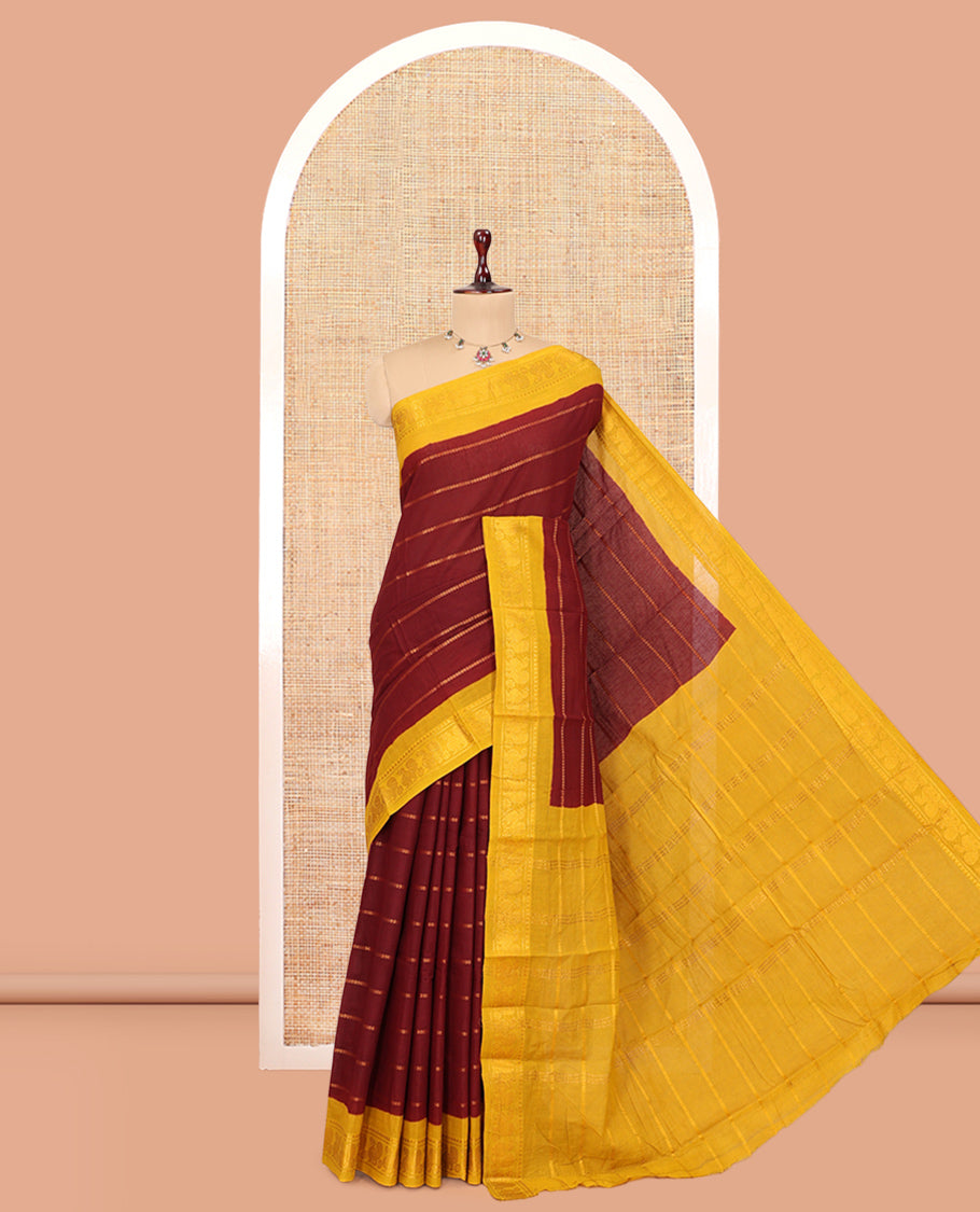Maroon Sungudi Cotton Saree