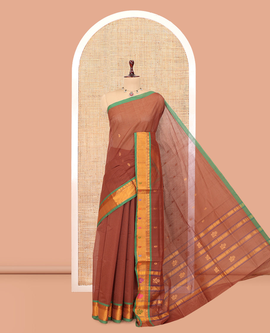 Brown Venkatagiri Cotton Saree