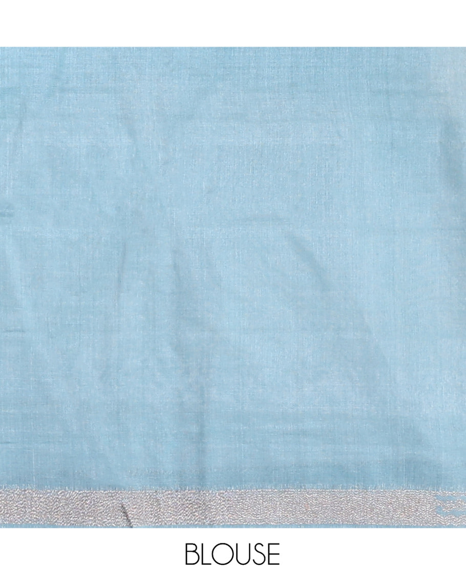 Blue Tussar Silk Saree