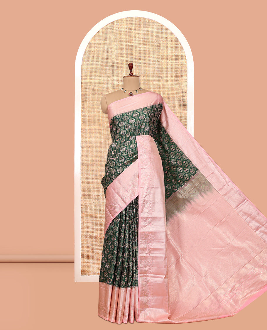 Dark Green-Pink Budget Silk Saree