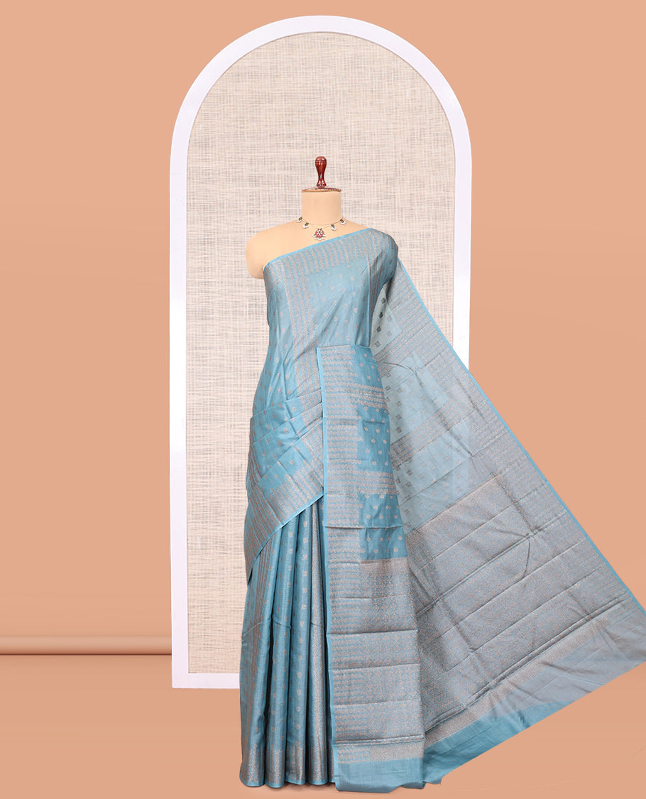 Blue Tussar Silk Saree