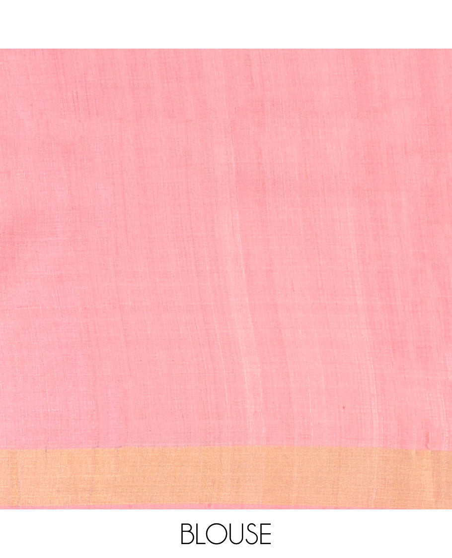 Red all over heart motifs tussar saree with self-intricate zari border