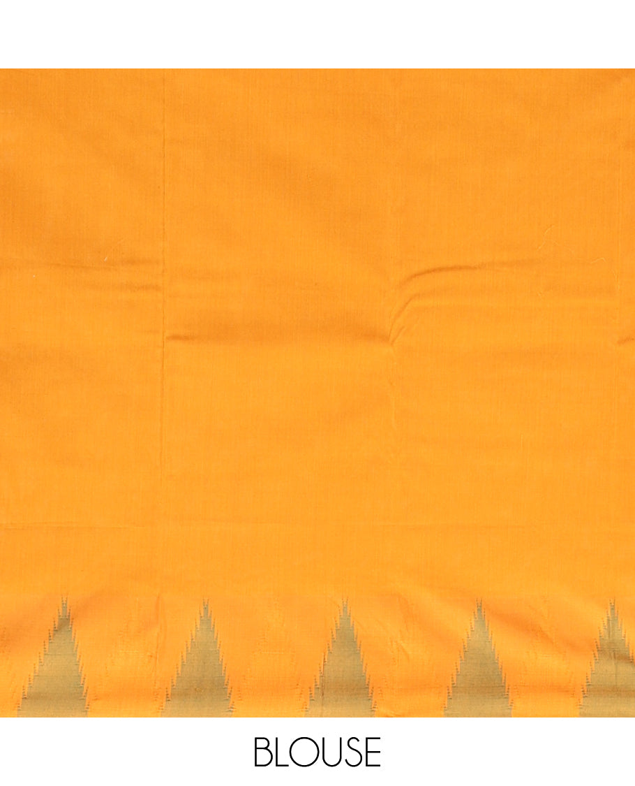 Magenta Pink Plain Bangalore Silk Saree, a Complemented by a Contrast Temple Border, Striped Pallu, and a Contrast Blouse