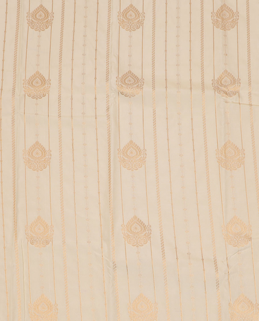 Sandal art silk pavadai material set, zari design pavadai, contrast blouse & border of traditional zari designs