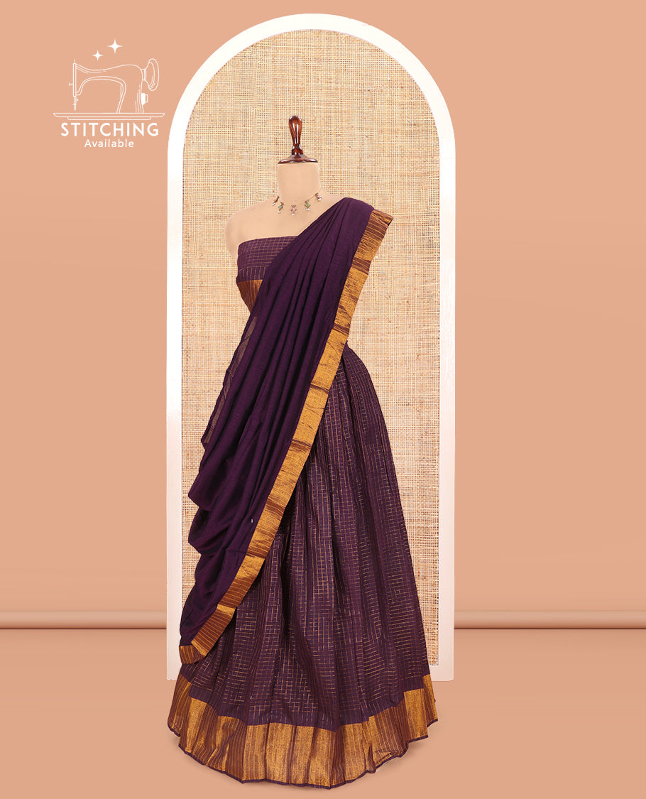 Dark Purple Sungudi Cotton Half-Saree