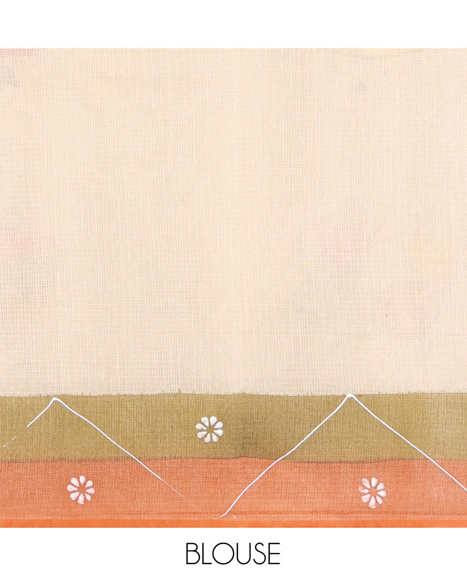 Chikku Kota Doria Saree with Artful Warli Print, a Contrast Border, Village Printed Pallu, and a Matching Blouse