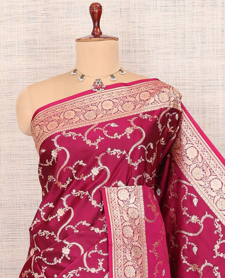 Wine Banaras Nylon Saree