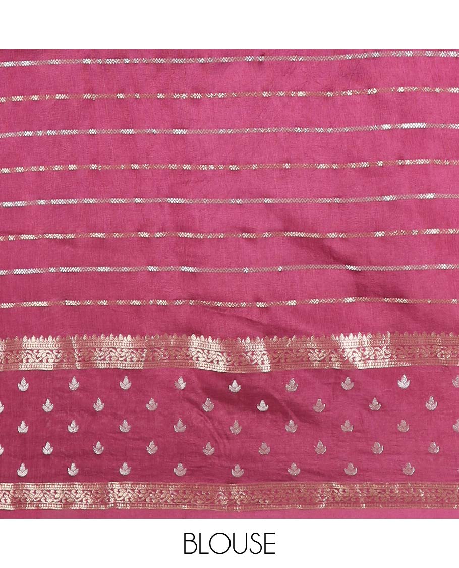 onion pink veldari dola silk saree with pentex butta design border & zari weaving pallu along with contrast veldari blouse