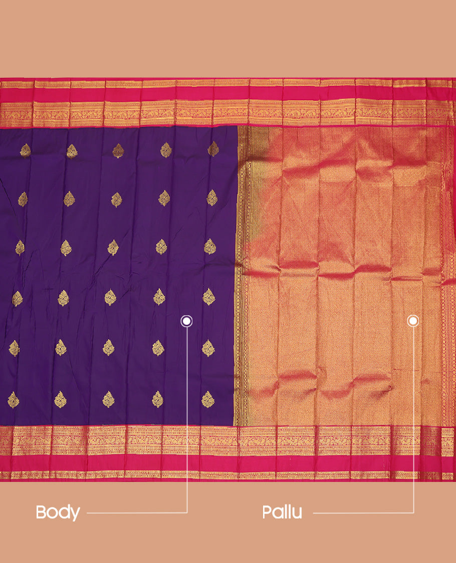 Violet Traditional Rettai Pattu Border Budget Silk Saree
