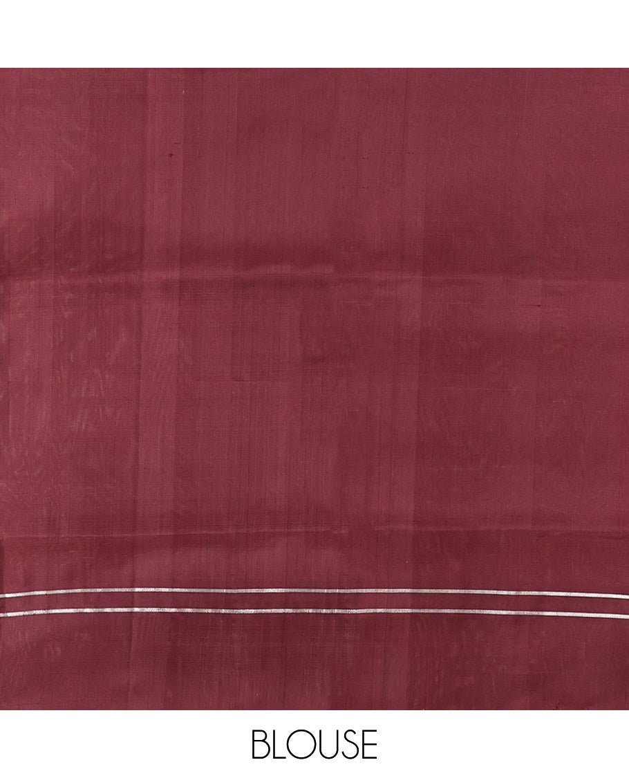Pink Mayuri Soft Silk Saree, Detailed with Zari Stripes, Contrast Zari Striped Border, Grand Jaal Pallu, and Contrast Blouse