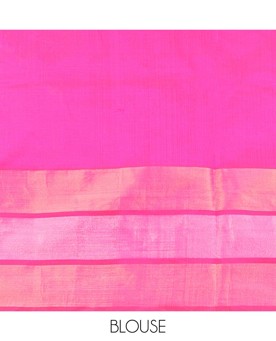 Green checked kuppadam cotton saree with buttas, contrast border & pallu of zari designs