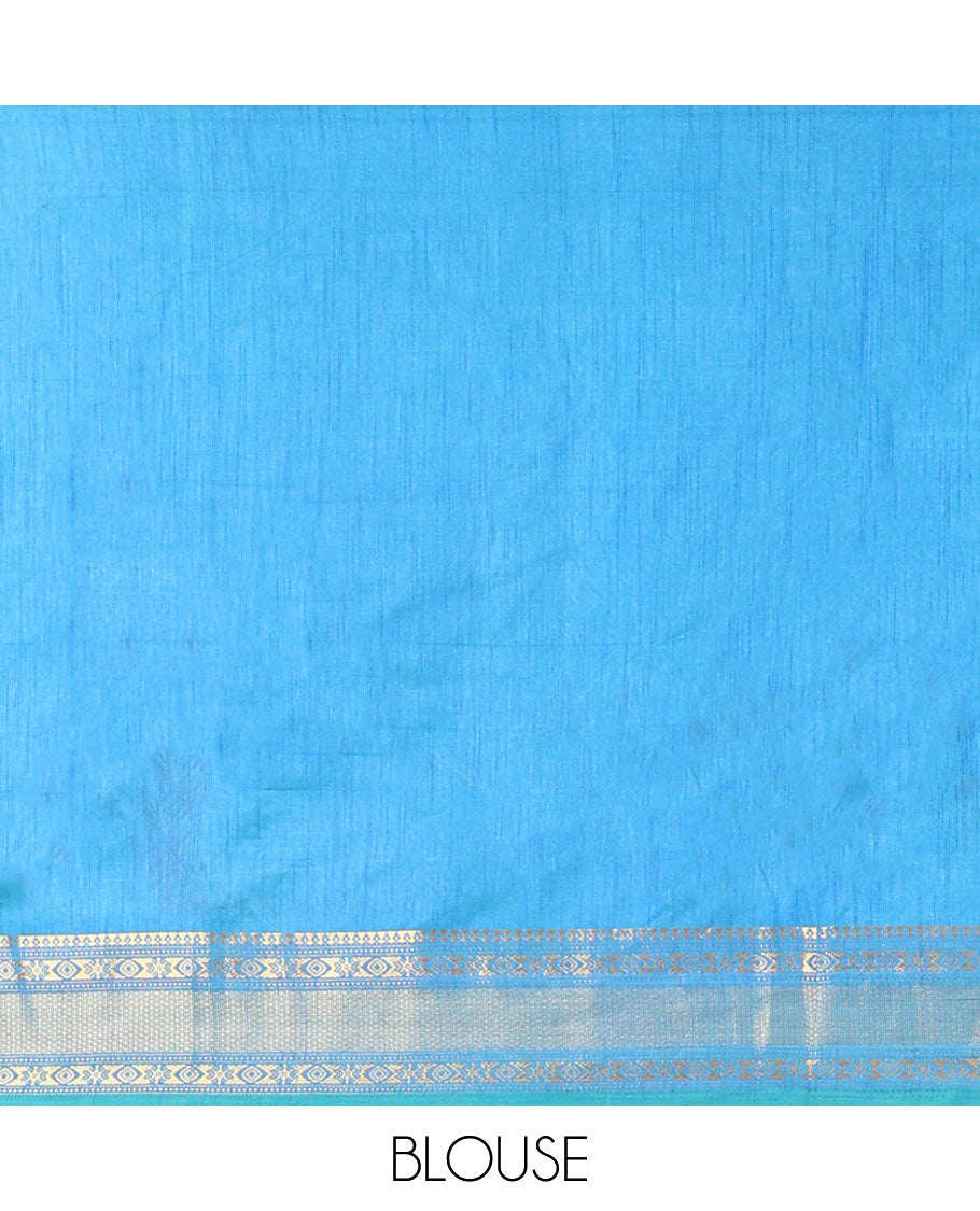 Blue Ikkat Design semi patalo saree with contrast traditional Border