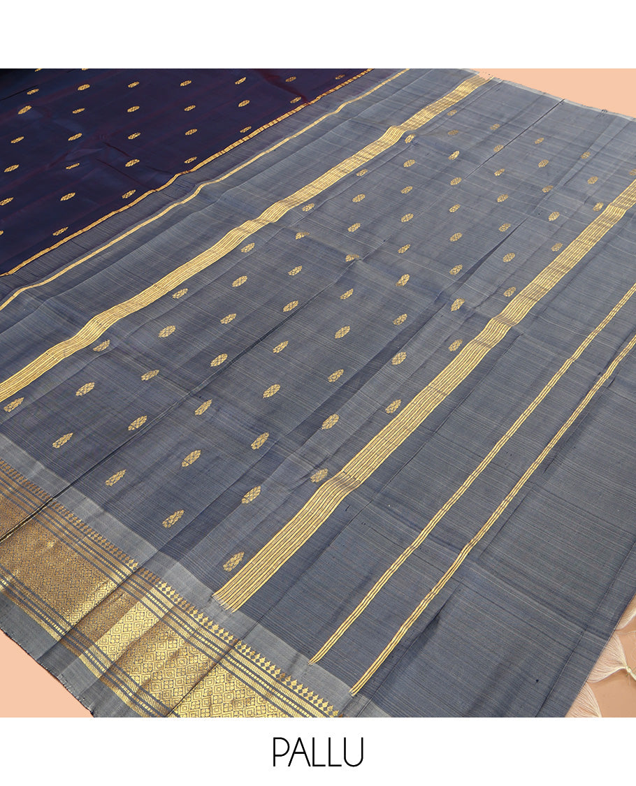 Blue Zari Butta Kanchipuram Silk Saree