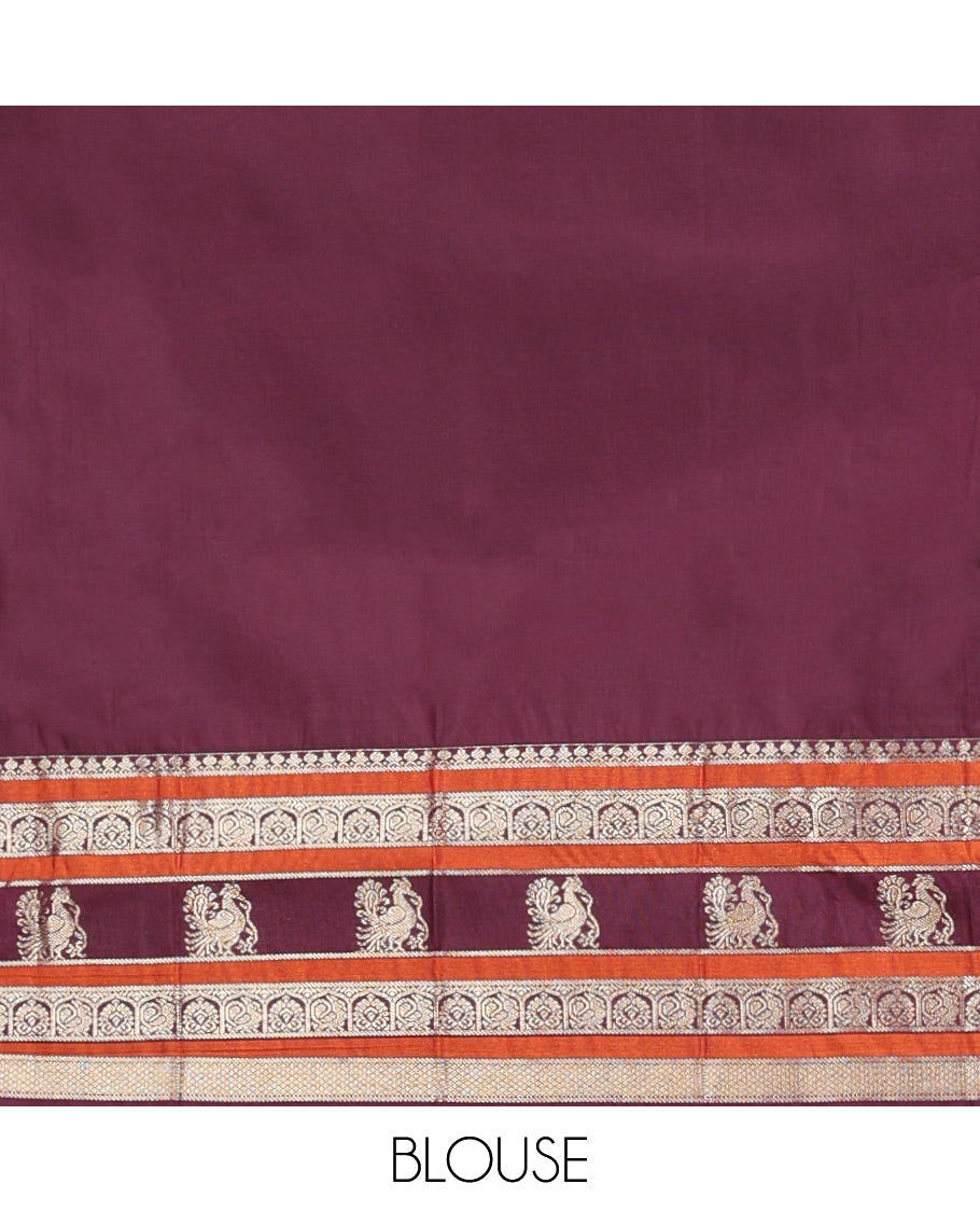 Mustard Yellow-Purple Budget Silk Saree