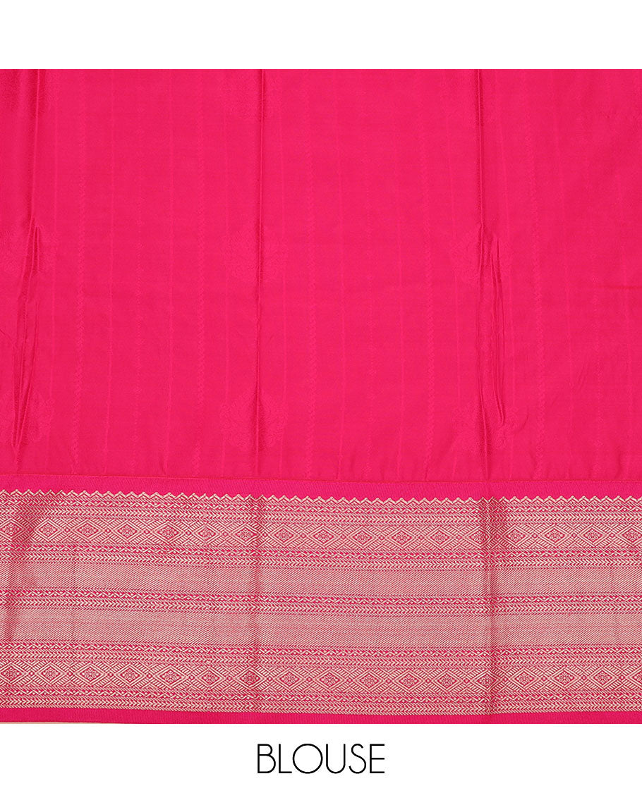 Sandal art silk pavadai material set, zari design pavadai, contrast blouse & border of traditional zari designs