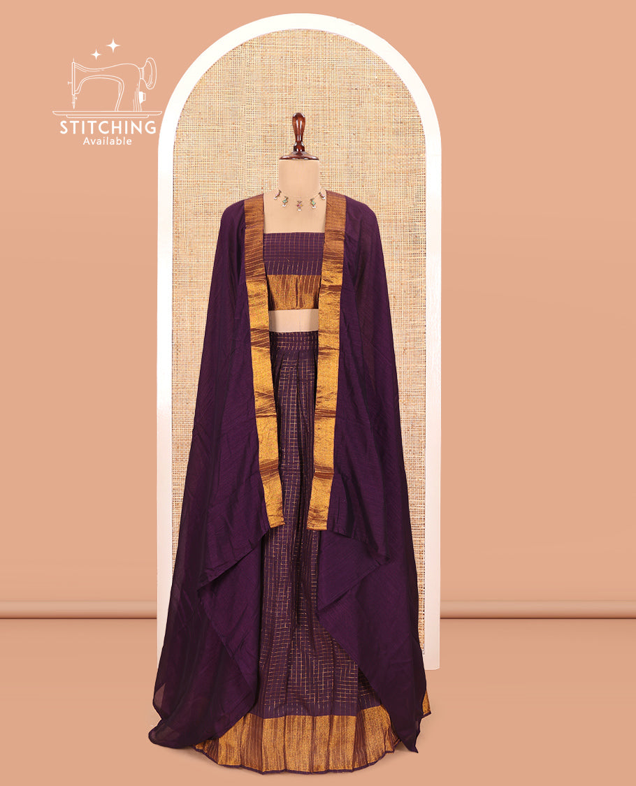 Dark Purple Sungudi Cotton Half-Saree