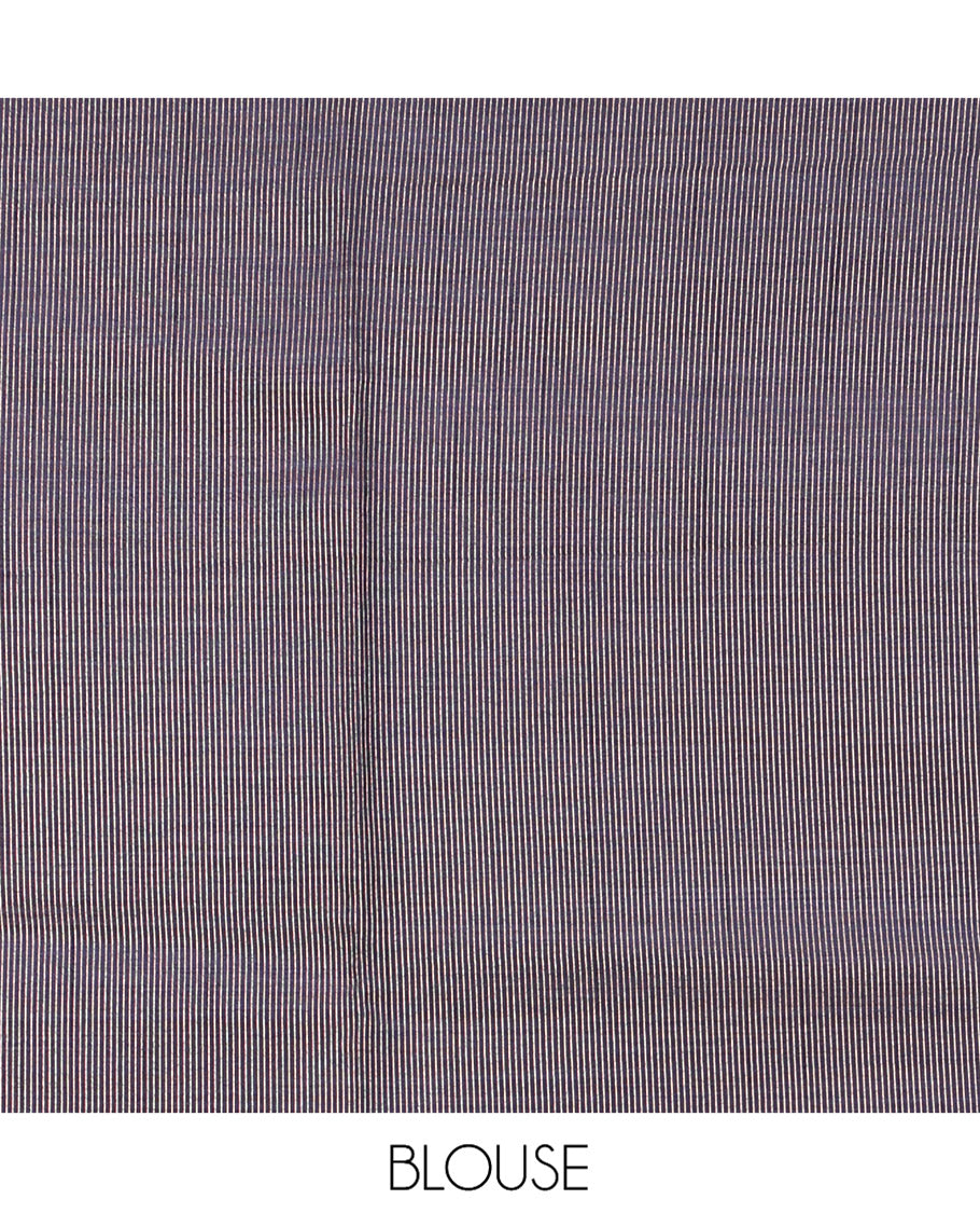 Blue Semi-Banaras Dupion Saree, Finely Crafted with Buttas and Stripes, Traditional Border, Complemented by Contrast Zari Striped Pallu, and a Contrast Blouse