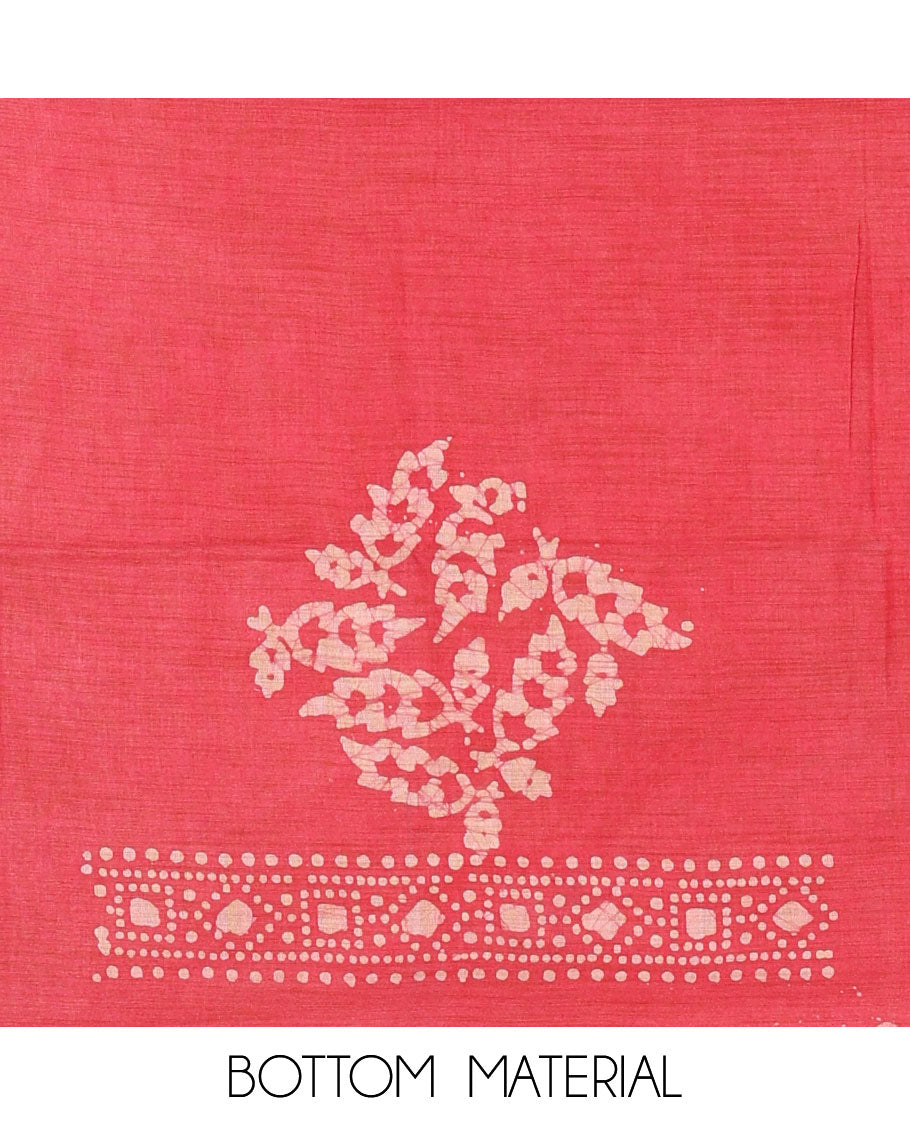 Blue chudidhar material, leaf batik-print bhagalpuri cotton top,contrast batik-print bottom & dual-color printed mul-mul dupatta